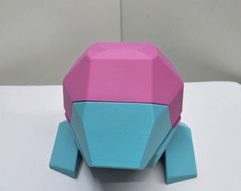 3D Printed Porygon Figurine – Pokémon Inspired Collectible | Retro Polygon Pokemon Decor | Gamer Desk Display | Nerd Gift | Low Poly Art