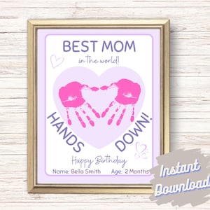 Best Mom Hands Down Birthday Handprint Craft Card for Mom | Handprint ...