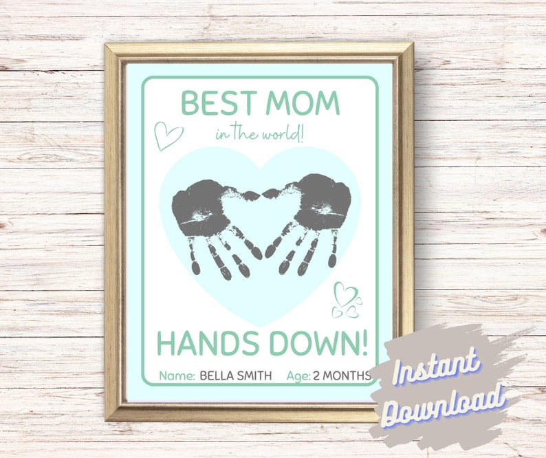 Best Mom Hands Down Handprint Craft Card for Mom | Handprint Keepsake ...