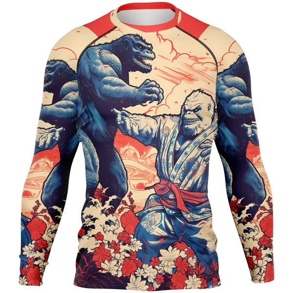 Pols vergrendelde Gorilla Rash Guard. UPF Activewear compressieshirt met lange mouwen, perfect voor Nogi bjj, mma, worstelen, gewichtheffen, yoga & +