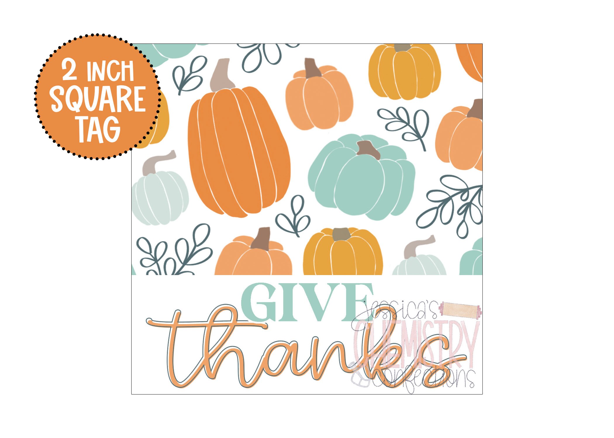 Give Thanks square tag | Thanksgiving tag | Happy Thanksgiving tag  | Fall tag | Cookie tag | Cookie printable | Instant download