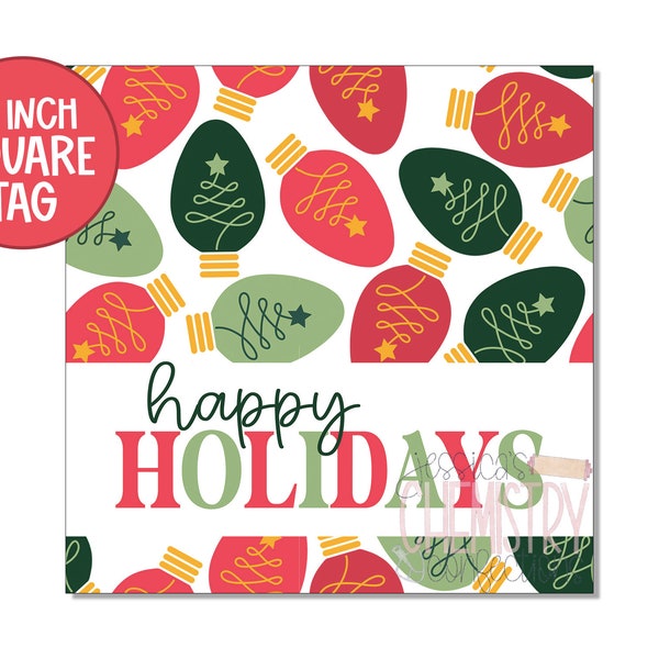 Happy Holidays tag | Christmas lights | Christmas lights tag | Christmas tag | Gift tag | Cookie tag | Cookie printable | Instant download