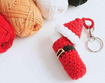 Santa Lip Balm Holder Keychain Crochet PATTERN | Christmas Gift | Easy PDF Download | Instant Download
