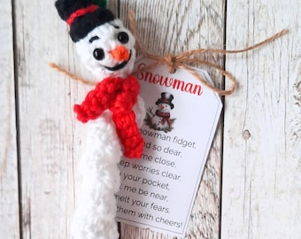 Snowman Worry Worm Crochet PATTERN, Fidget Toy Pattern, Crochet Kindness, Stress Relief Craft, Crochet Gift, Random Acts of Crochet Kindness
