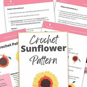 Sunflower Applique Crochet Pattern, Easy Crochet Pattern for Beginners ...