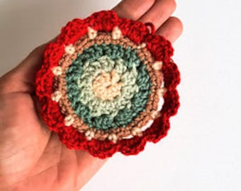 CROCHET PATTERN, Mandala Appliqué, Flower, Embellishment, Coaster, Doily, Patch, Christmas, Gift, Photo Tutorial, Motif, Instant Download