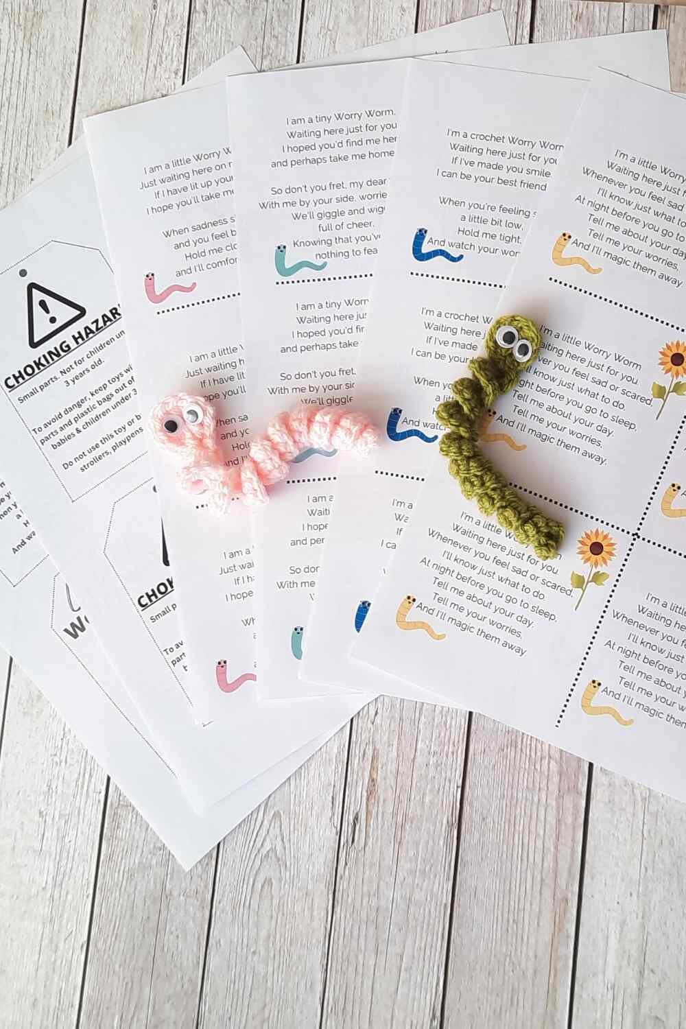PRINTABLE Worry Worm TAGS, Poem Tags for Crochet Worry Worms, Display ...