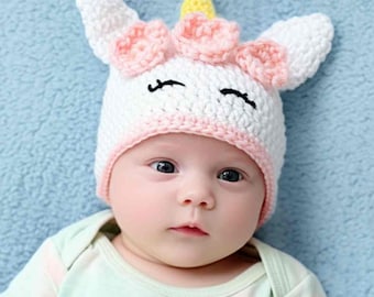 Unicorn Baby Hat Crochet Pattern | Unicorn Hat PDF | Crochet Hat Pattern | Unicorn Hat Pattern | Baby Girl Crochet Hat | Instant Download