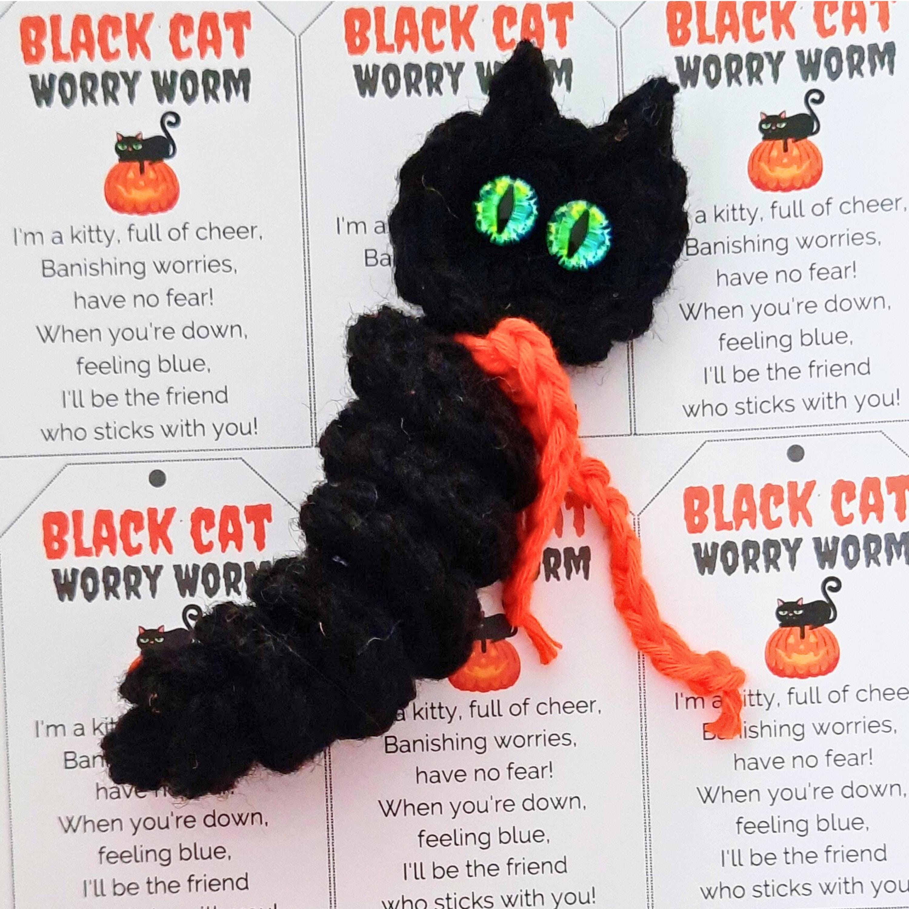 38 Black Cat Crochet Patterns for Amigurumi, Bags, Keychains, and Cozy Handmade Gifts 15 Easy Black Cat Worry Worm Crochet