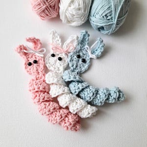 CROCHET PATTERN, Easter Bunny Worry Worm, Easter Crochet Pattern, Crochet Easter Bunny Pattern, Easy Bunny, Crochet Rabbit, Fidget Toy
