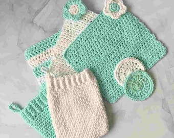 BUNDLE: Washcloth, Bath Mitt & Face Scrubbie Crochet Patterns for Beginners | Face Scrubbies Crochet | Crochet Patterns | Instant Download