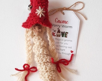 CROCHET PATTERN, Gnome Worry Worm Crochet Pattern, Holiday, Crochet Valentine, Garden Gnome, Summer, Valentine, Keychain, Photo Tutorial