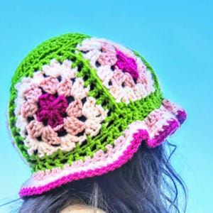 Granny Squares & Stripes Bucket Hat Crochet Pattern | Crochet Bucket Hat Pattern | Crochet Summer Hat Pattern | Instant Download