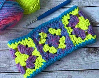 Glow Yarn Granny Square Headband Crochet Pattern, Ear Warmer, Headband Crochet Pattern, Gift Idea, Stylish Accessory, DIY Gift