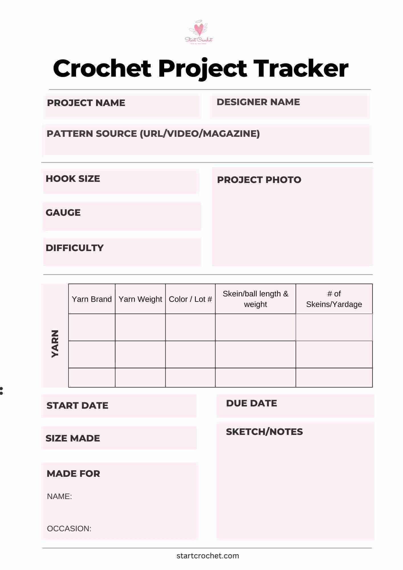 Crochet Project Tracker | Track Crocheting | Crochet Project Planner ...