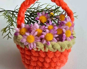 CROCHET PATTERN, Easy Mini Easter Basket, Beginner Photo Tutorial, PDF Printable, Small Quick Easter Crochet, Yarn Basket, Instant Download