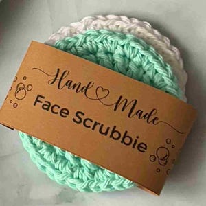 Crochet Face Scrubbie Wrap Labels | Face Scrubbie Tags | DIY Packaging | Craft Fair Prep | Crochet Gift Wrapping | Instant Download