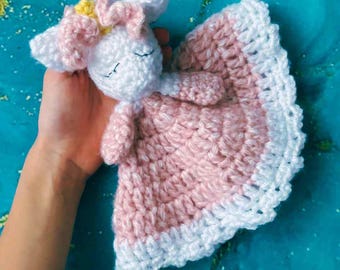 Unicorn Baby Lovey Crochet Pattern | Crochet Unicorn | Unicorn Snuggler | Baby Lovey Toy | Crochet PDF Pattern | Instant Download