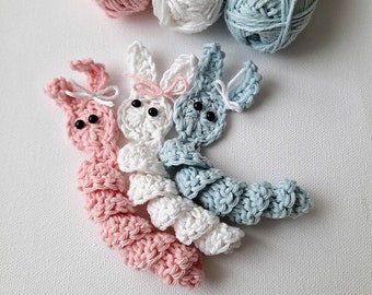 CROCHET PATTERN, Easter Bunny Worry Worm, Easter Crochet Pattern, Crochet Easter Bunny Pattern, Easy Bunny, Crochet Rabbit, Fidget Toy