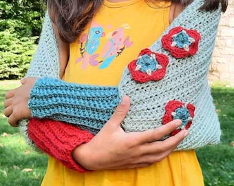 CROCHET PATTERN, Scarf With Sleeves, Crochet Scarf, Shawl, Easy, Gift For Girl, Crochet Birthday Gift, Wrap, Sleeve Scarf, Sweater Scarf