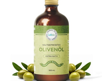 Extra Natives Olivenöl 500ml – 100% kaltgepresst - Fördert die Gesundheit durch seinen hohen Gehalt an einfach ungesättigten Fettsäuren