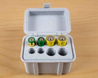 Portapilas robusto (4) AA y (4) AAA / Caja de pilas / Estuche de almacenamiento compacto