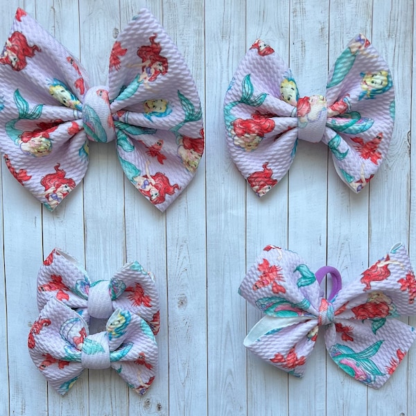 Disney world, Princess, mermaid castle bows, big bows, classic bow, bows for girls, bows on nylon headbands, bows on alligator clips,