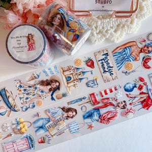 Tu, io e il mare / Nastro adesivo PET trasparente / Per scrapbooking, journaling creativo, creazione di biglietti, progetti artistici e artigianali