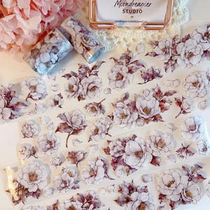 Fiore marrone / Nastro PET trasparente / Per scrapbooking, journaling creativo, creazione di biglietti, progetti artistici e artigianali