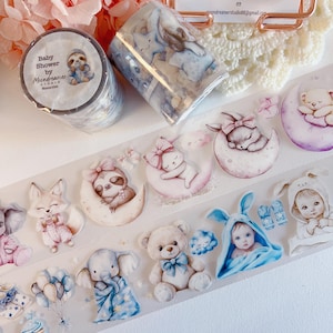Baby Shower / Nastro trasparente in PET / Per scrapbooking, journaling creativo, creazione di biglietti, progetti artistici e artigianali