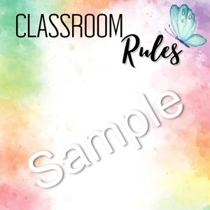 PRINTABLE Poster - Watercolor Classroom Rules poster INSTANT DOWNLOAD