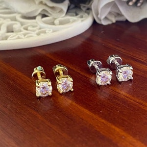 1 ct Sterling Silver S925 Moissanite stud earrings in 18K or Rhodium plating, .5 ct per stud with GRA certificate and warranty