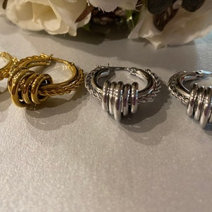 Stainless steel hoops on hoops earrings - gold or silver plated hoop earrings