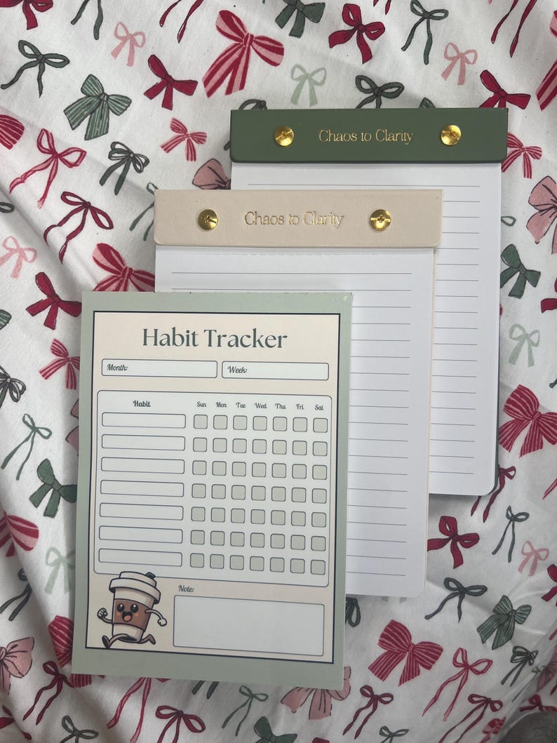 Track Note Pad Matcha Weekly Habit Tracker Notepad – Aesthetic Productivity Planner ...