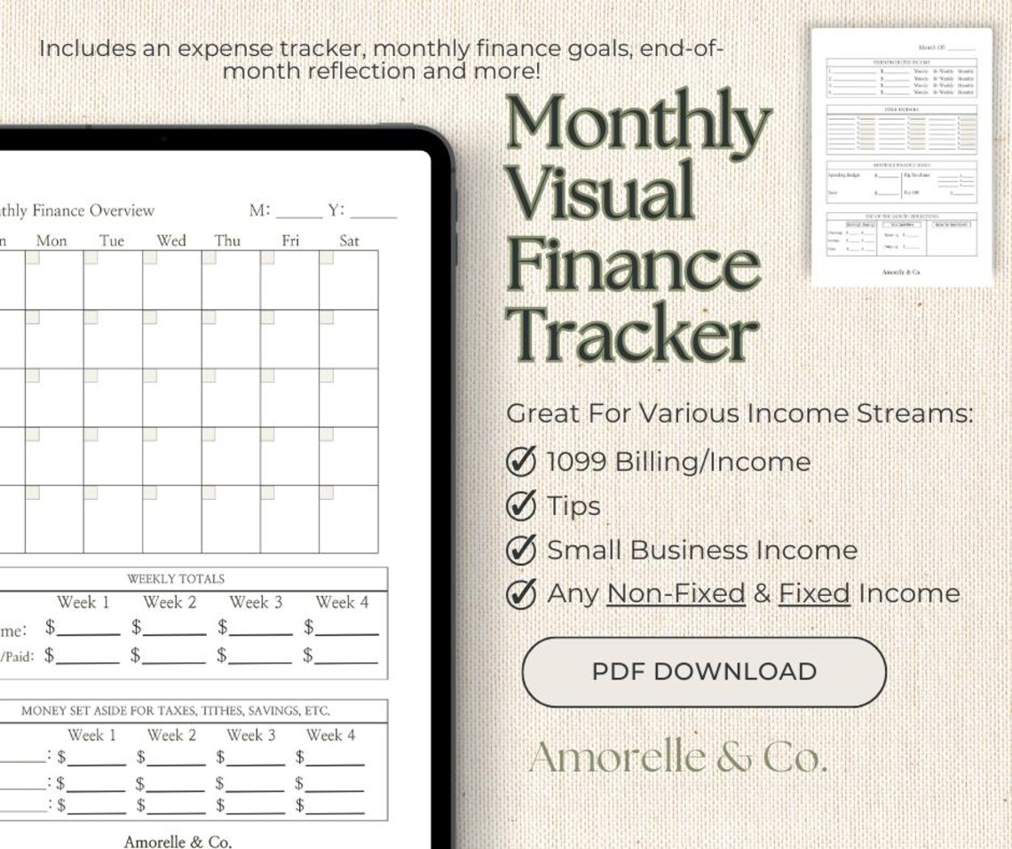 Income Tracker, Personal Finance Tracker, Finance Organizer, Bill ...