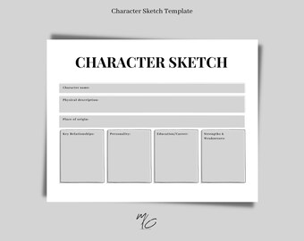 Character Sketch Template Etsy Character Sketch Template Etsy