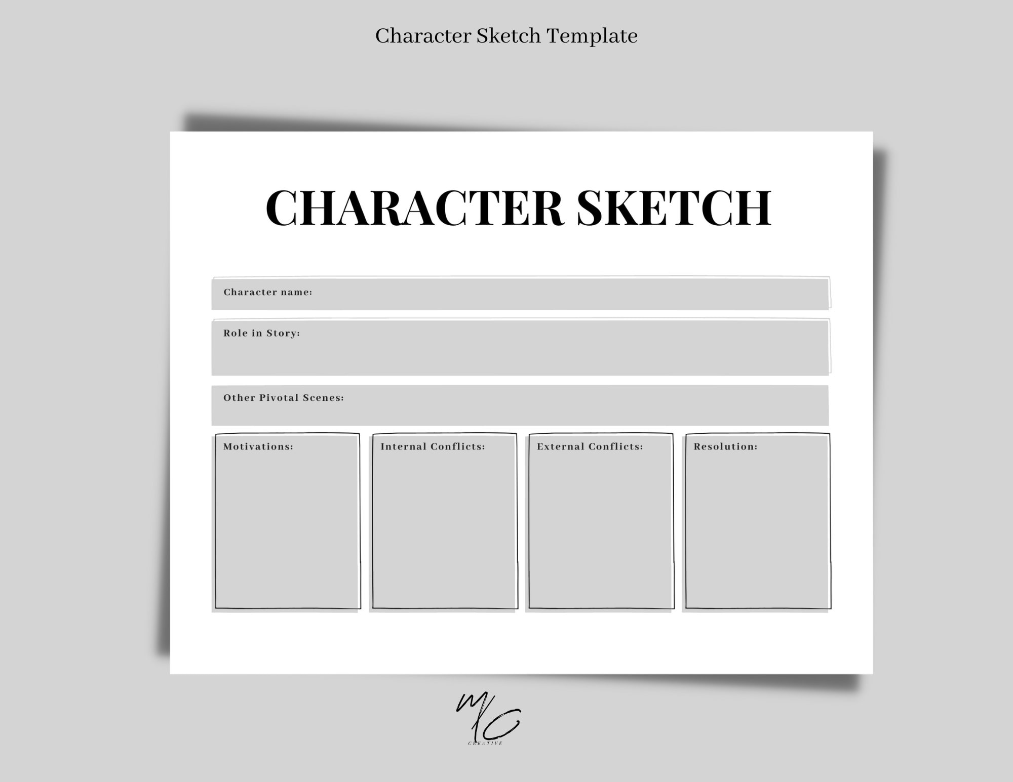 Character Sketch Template Etsy Character Sketch Template Etsy