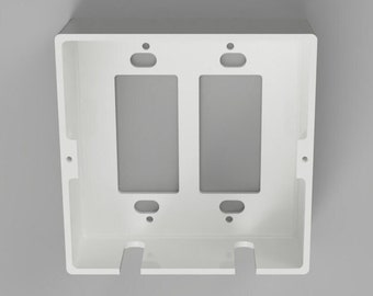 DEEP Exits & SHALLOW Box-Dual Square Duplex Outlet Cover w/ Bottom or Top Cord Exits – Child Safety Faceplate for Toddler Protection