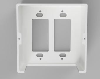 Dual Square Duplex Outlet Cover w/ Open Bottom or Top Exit – Child Safety Faceplate for Baby and Toddler Protection