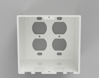 Double Outlet Cover for Large Plugs | DEEP Dual Round Duplex Outlet Cover w/ 4 Bottom or Top Cord Exits | Child Safety