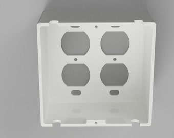 Double Outlet Cover with Top and Bottom Cord Exits | Dual Round Duplex Outlet Cover w/ 4 Bottom & Top Cord Exits | Child Safety