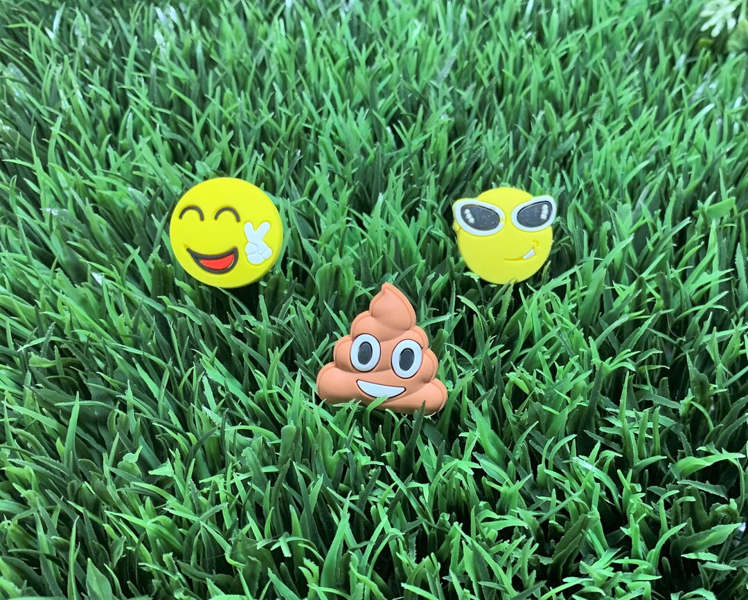 Emoji Trinity Shoe Charms Set of 3 Peace Out, Sunglasses, and Poop