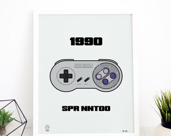 SNES-Controller-Druck | Retro-Gaming-Wandbild (Digitaler Download)
