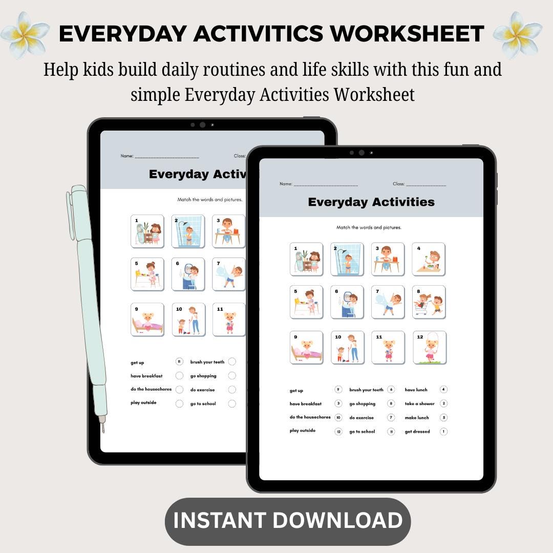Printable Kids Daily Routine Worksheet | Time Management (PDF) - Etsy ...