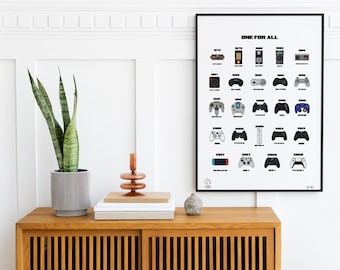 Retro Game Controller Evolution Poster | Framed Gamer Wall Art