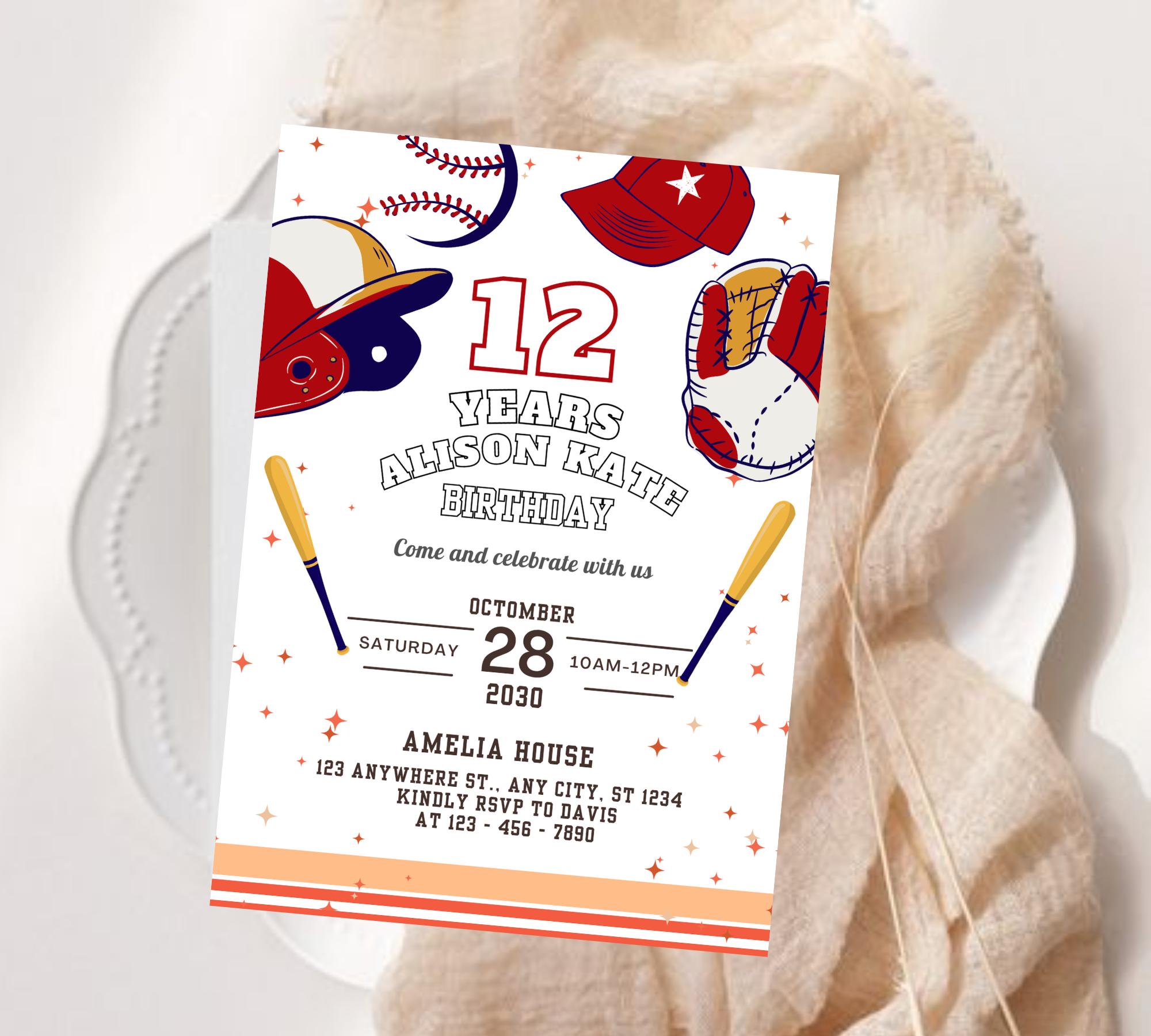 Editable Baseball Party Invitation, Baseball Invites, Instant Download ...