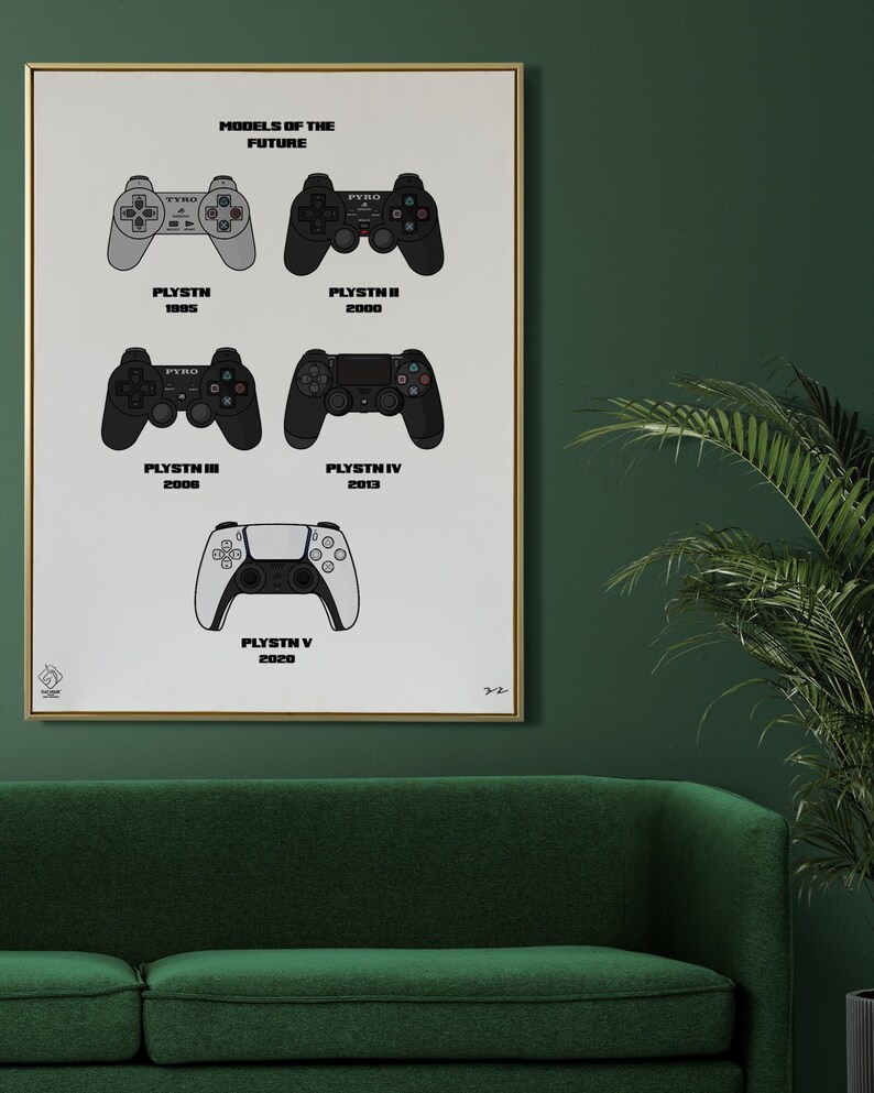 Ps Controller Evolution PS Controller Evolution Wall Art | Gaming Room Poster | Video Game ...