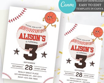 Editable Baseball Birthday Invitation | Sports Party Template (Digital)