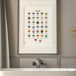 Pokéball Print, Fantasy Poster Minimalist Fantasy Print, Unique Gift, Printable Art, Digital Print, Instant Download