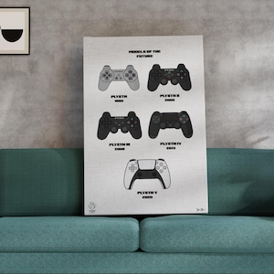 PS Controller Evolution Wall Decor, Digital Print, Game room poster, Geeky art, Gaming room, Gaming Print, Controller Evolution Wall Decor
